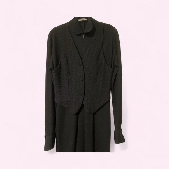 Vintage LILLIE RUBIN Black Wool Designer Dress II. Never Worn    size Small - Picture 13 of 16